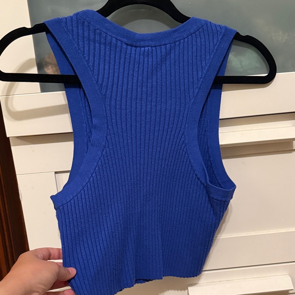 Divided Royal Blue Ribbed Tank - Picture 4 of 4